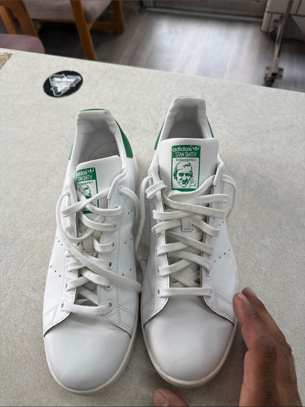 adidas White & Green Stan Smith Men’s Leather Sneakers